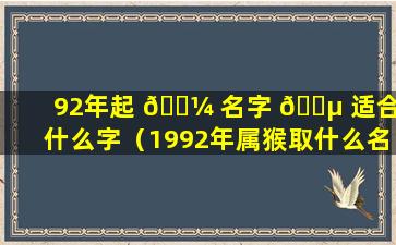 92年起 🌼 名字 🌵 适合用什么字（1992年属猴取什么名字能发财）